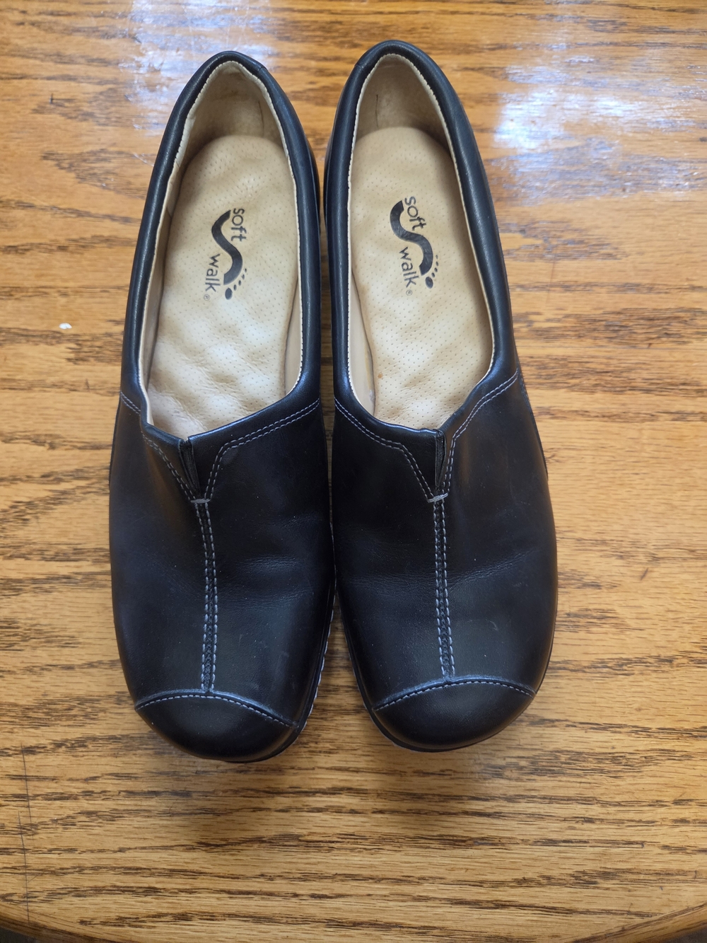 SOFTWALK Black Leather Slip-On Comfort Shoes